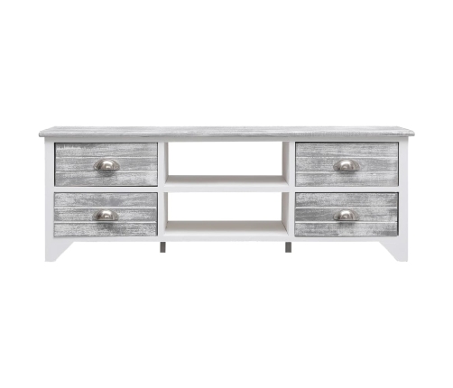 Mueble para TV madera de paulownia blanco y gris 108x30x40 cm