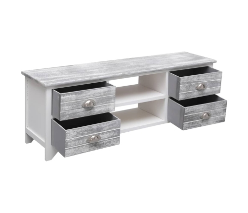 Mueble para TV madera de paulownia blanco y gris 108x30x40 cm