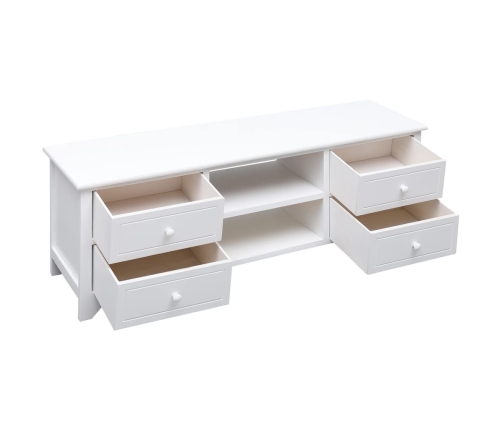 Mueble para TV madera maciza de paulownia blanco 108x30x40 cm