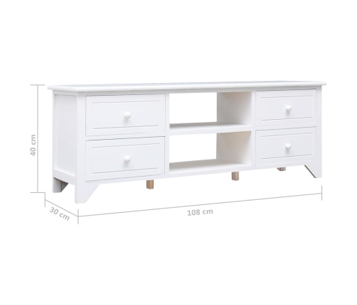 Mueble para TV madera maciza de paulownia blanco 108x30x40 cm