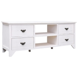 Mueble para TV antiguo madera de paulownia blanco 108x30x40 cm
