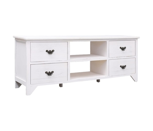 vidaXL Mueble para TV antiguo madera de paulownia blanco 108x30x40 cm