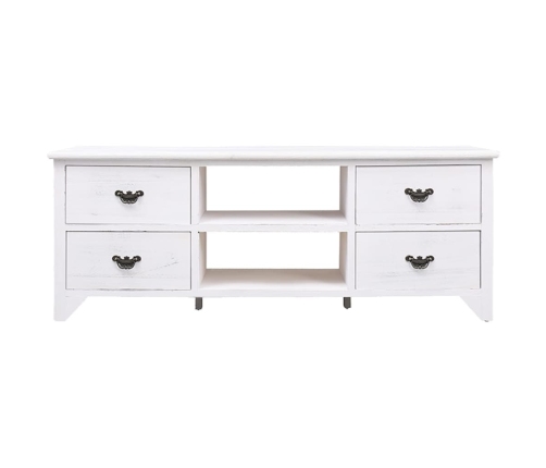 vidaXL Mueble para TV antiguo madera de paulownia blanco 108x30x40 cm