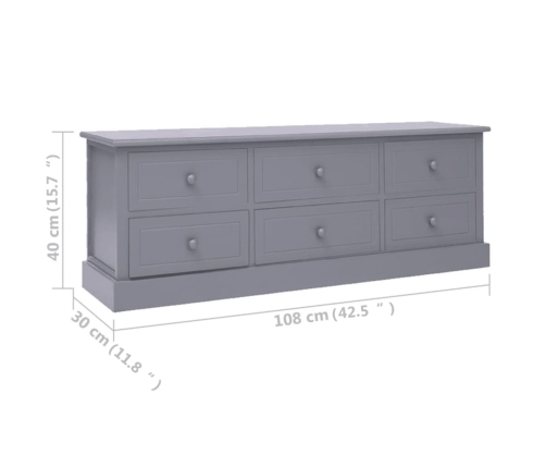 Mueble para TV madera de paulownia gris oscuro 108x30x40 cm