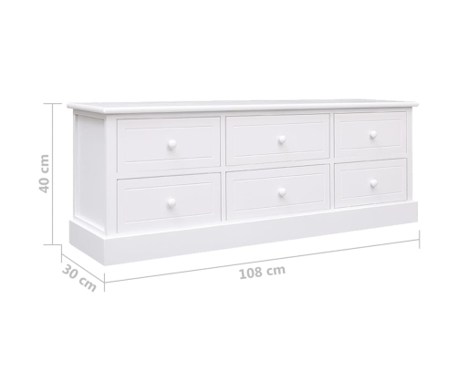 Mueble para TV madera maciza de paulownia blanco 108x30x40 cm