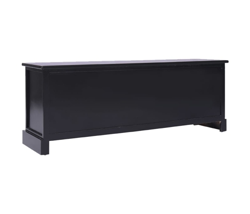 Mueble para TV madera maciza de paulownia negro 108x30x40 cm