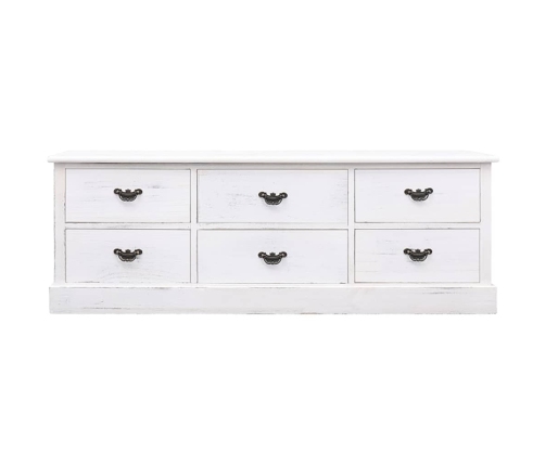 Mueble para TV madera paulownia blanco envejecido 108x30x40 cm