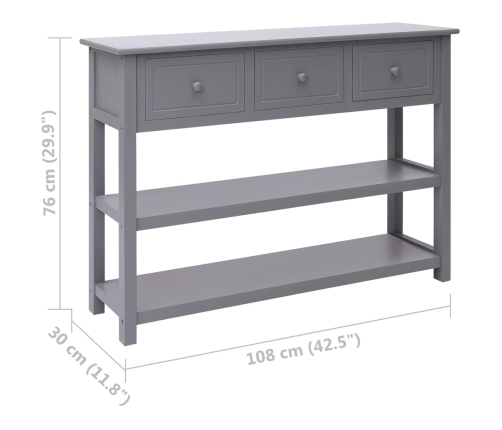 Aparador madera maciza de Paulownia gris 108x30x76 cm