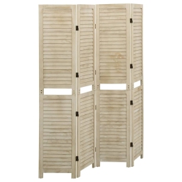 Biombo de 4 paneles de madera maciza de paulownia 140x165 cm