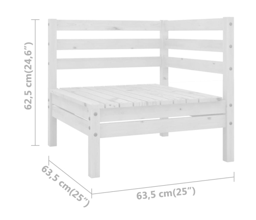 Sofás de esquina de jardín 2 uds blanco madera maciza de pino