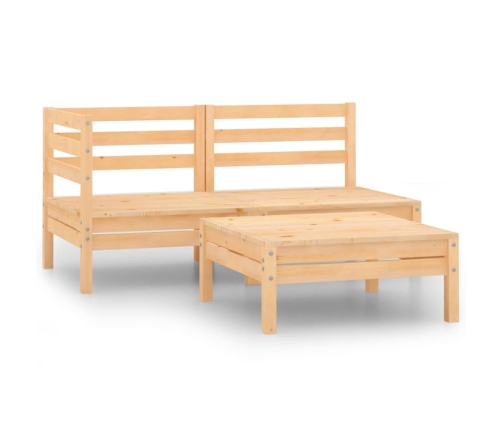 Juego de muebles de jardín 3 piezas madera maciza de pino