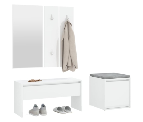 Set de muebles de recibidor madera contrachapada blanco brillo