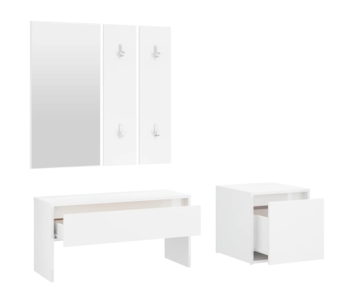 Set de muebles de recibidor madera contrachapada blanco brillo