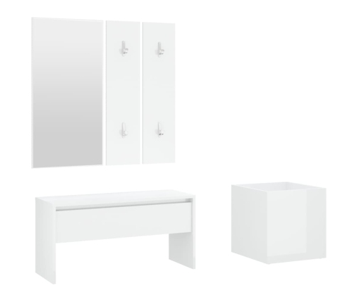 Set de muebles de recibidor madera contrachapada blanco brillo