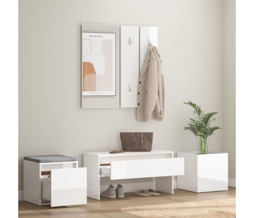 Set de muebles de recibidor madera contrachapada blanco brillo