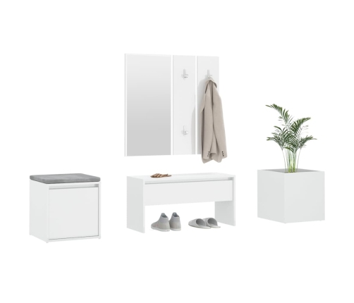 Set de muebles de recibidor madera contrachapada blanco brillo