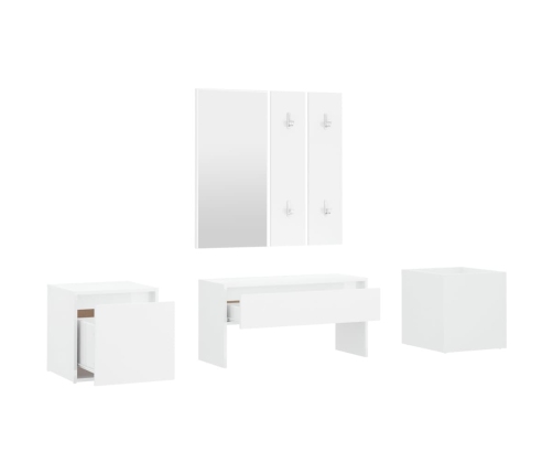 Set de muebles de recibidor madera contrachapada blanco brillo