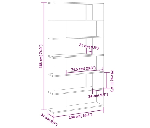 Estantería divisor de espacios blanco brillo 100x24x188 cm