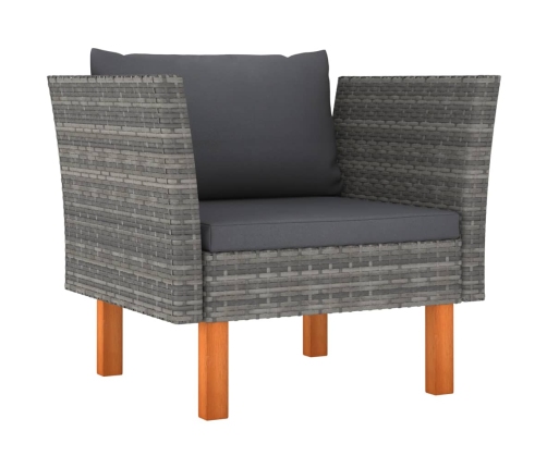 Set de muebles de jardín 7 pzas ratán sintético eucalipto gris