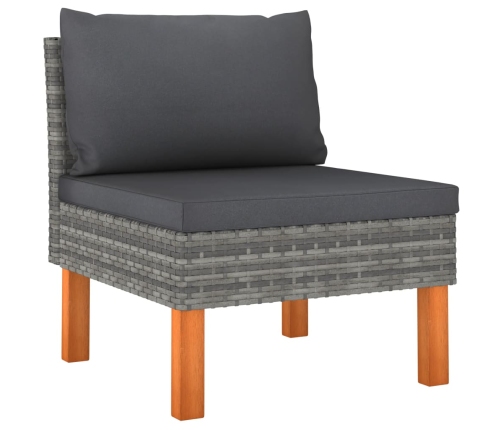 Set de muebles de jardín 7 pzas ratán sintético eucalipto gris