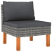 Set de muebles de jardín 7 pzas ratán sintético eucalipto gris