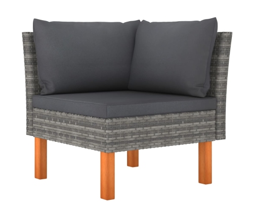 Set de muebles de jardín 7 pzas ratán sintético eucalipto gris