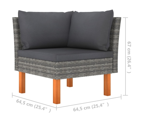 Set de muebles de jardín 7 pzas ratán sintético eucalipto gris