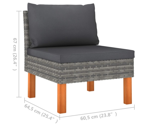 Set de muebles de jardín 7 pzas ratán sintético eucalipto gris