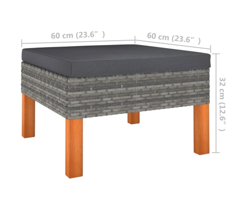 Set de muebles de jardín 7 pzas ratán sintético eucalipto gris