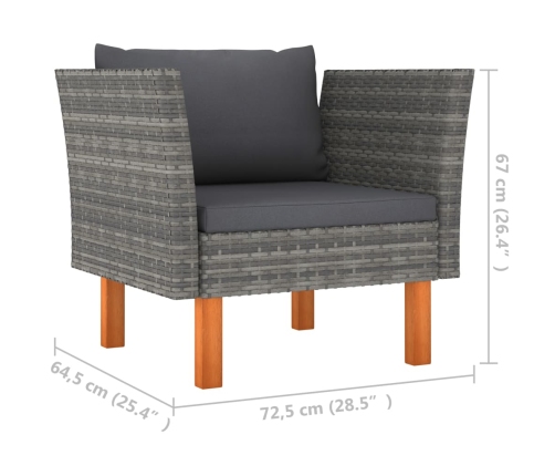 Set de muebles de jardín 7 pzas ratán sintético eucalipto gris