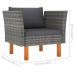 Set de muebles de jardín 7 pzas ratán sintético eucalipto gris