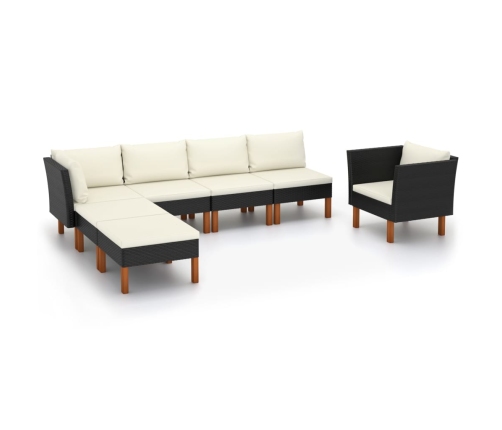Set muebles de jardín 7 pzas ratán sintético eucalipto negro