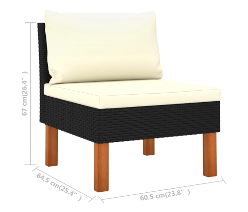 Set muebles de jardín 7 pzas ratán sintético eucalipto negro