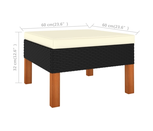 Set muebles de jardín 7 pzas ratán sintético eucalipto negro