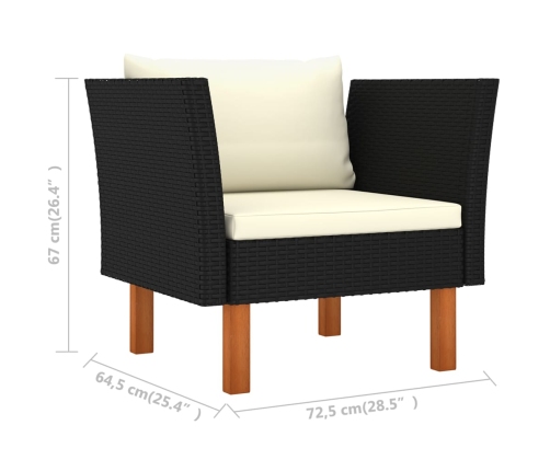 Set muebles de jardín 7 pzas ratán sintético eucalipto negro