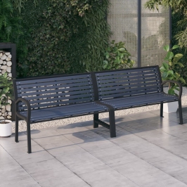 Banco de jardín doble acero y WPC negro 251 cm