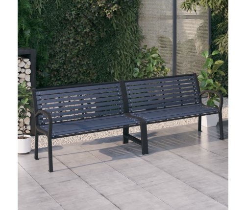 vidaXL Banco de jardín doble acero y WPC negro 251 cm