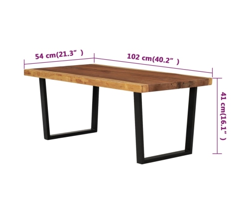 Mesa de centro de madera maciza de Suar 102x54x41 cm