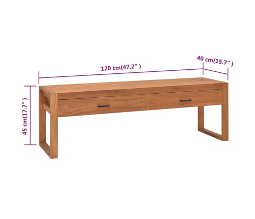 vidaXL Mueble de TV madera maciza de teca 120x40x45 cm