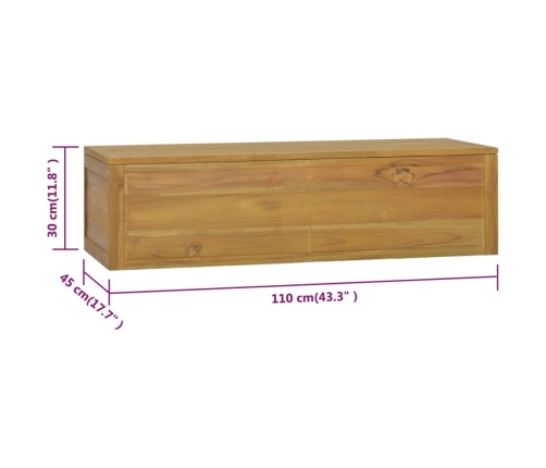 Armario de baño de pared madera maciza de teca 110x45x30 cm