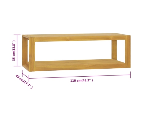 Armario de baño de pared madera maciza de teca 110x45x35 cm