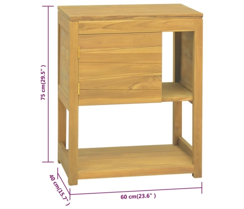 Mueble de baño madera maciza de teca 60x40x75 cm