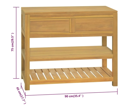 Armario de baño madera maciza de teca 90x45x75 cm