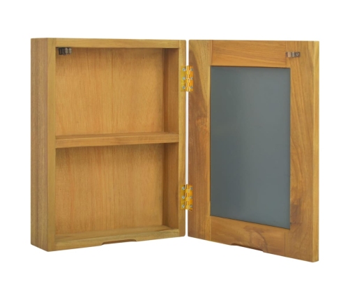 Mueble con espejo madera maciza de teca 30x10x40 cm