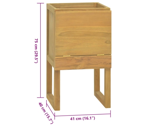 Mueble de baño madera maciza de teca 41x40x75 cm