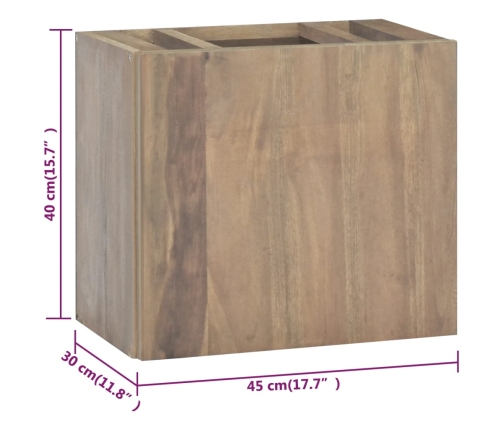 Armario de baño de pared madera maciza de teca 45x30x40 cm