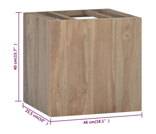 Armario de baño de pared madera maciza de teca 46x25,5x40 cm