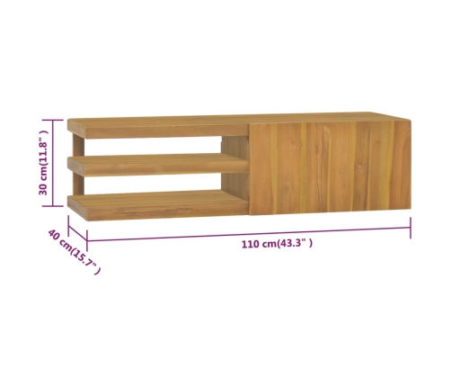 Armario de baño de pared madera maciza de teca 110x40x30 cm