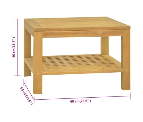 vidaXL Mesa de centro madera maciza de teca 60x60x40 cm