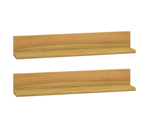 vidaXL Estantes de pared 2 unidades madera maciza de teca 60x10x10 cm